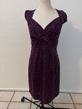Forever 21 Purple Leopard-Print Sweetheart Midi Dress